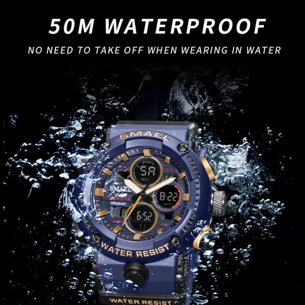 Men Waterproof LED Digital Quartz Stopwatch