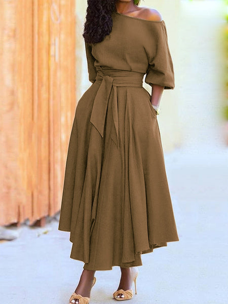 Women Elegant Long Formal Off Shoulder Dress