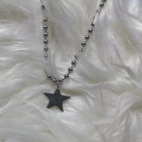 Women Titanium Steel Star Pendant Necklace Chain