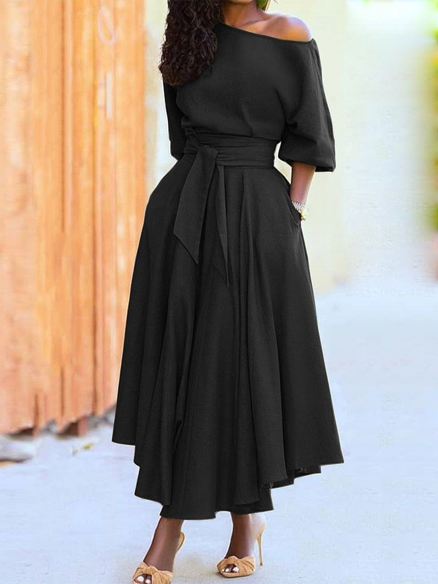 Women Elegant Long Formal Off Shoulder Dress