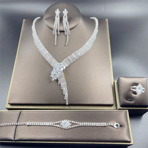 Women Rhinestone Crystal Jewelry Set