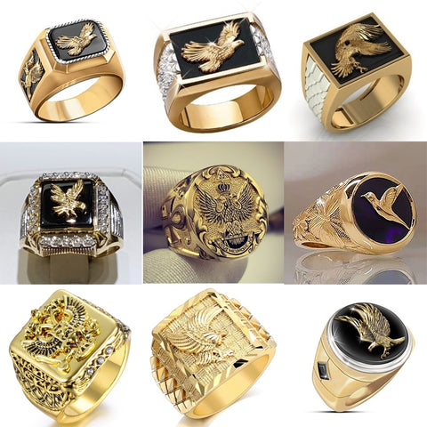 Men Eagle Collection Enamel Ring