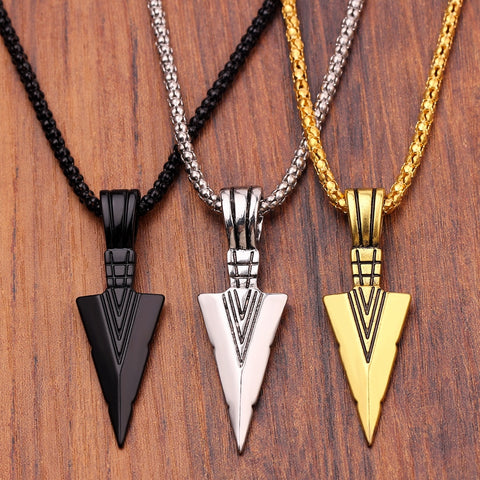 Men Long Necklace Chain with Arrow Pendant