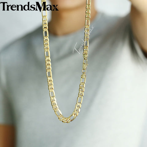 Men 6MM Width  Gold Color Figaro Link Chain Necklace