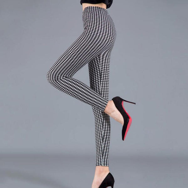 YSDNCHI Black White Pants Striped Elastic Trousers Print Fitness Leggings For Women Sporting Workout Leggins Plus Size Leggings