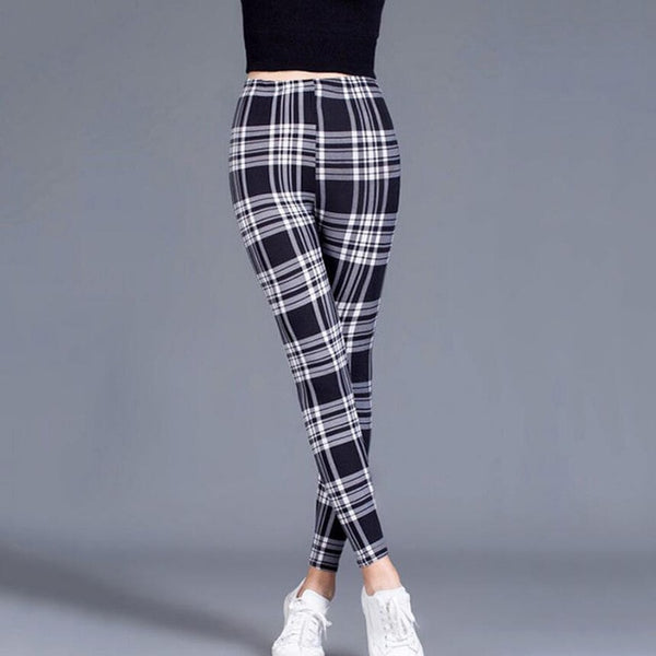 YSDNCHI Black White Pants Striped Elastic Trousers Print Fitness Leggings For Women Sporting Workout Leggins Plus Size Leggings