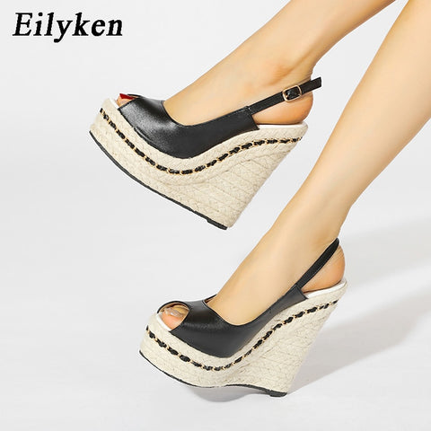 Eilyken Super High Women Summer Wedge Sandals Female Platform Fashion High Heel Sandals Open Toe Ladies Shoes Size 35-42