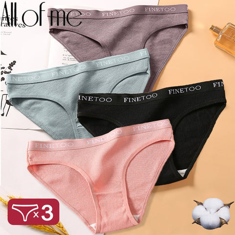 3PCS Women Cotton Underwear Panties Female Sexy Briefs Brand  Band Waist Pantys Set Solid Color Intimates Lingerie for Girl M-XL