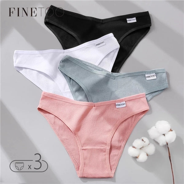 FINETOO Women's Panties Cotton Underwear M-4XL Sexy V Waist Briefs Girl Low-Rise Soft Panty Women Underpants Female Lingerie New