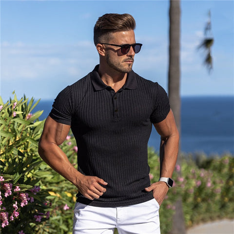 Summer Breathable Polo Shirt Male Cotton Solid Gym Fitness Mens Slim Fit Fashion Brand Polo Shirts Short Sleeve Plus Size