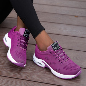 Fashion Women Lightweight Sneakers Running Shoes Outdoor Sports Shoes Breathable Mesh Comfort Running Shoes Air Cushion Lace Up