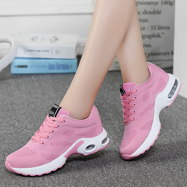 Fashion Women Lightweight Sneakers Running Shoes Outdoor Sports Shoes Breathable Mesh Comfort Running Shoes Air Cushion Lace Up