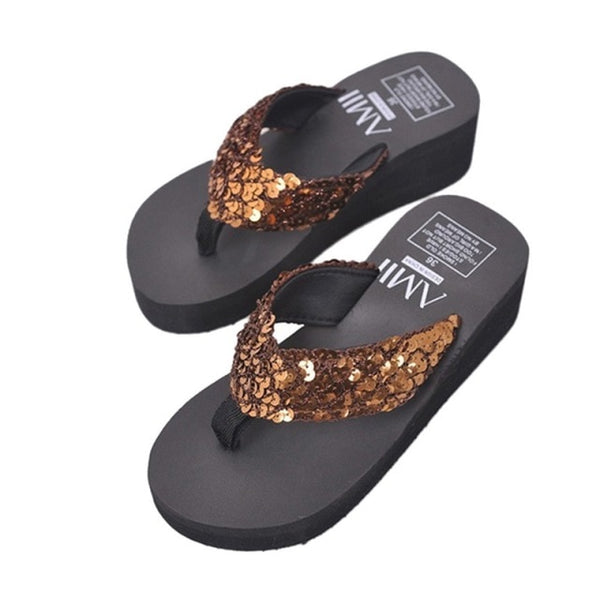 2021 Women Slippers platform flip flops Summer High Heel Slippers Beach Flops Slipper Platform Beach Shoes Sandals Non-slip Feet