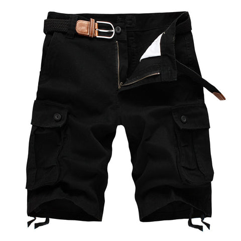 2021 Summer Men's Baggy Multi Pocket Military Cargo Shorts Male Cotton Khaki Mens Tactical Shorts Short Pants 29-44 No Belt