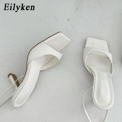 Eilyken 2021 Women Sandal Shoes Fashion Brand Ankle Strap Rome Sandal Thin Low Heel Slippers Ladies Elegant Slides Shoes