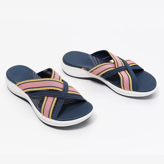 Slippers Women Shoes Casual Platform Sandals Women Slides Solid Comfort Flats Plus Size Cross Summer 2021 Beach Ladies Slippers