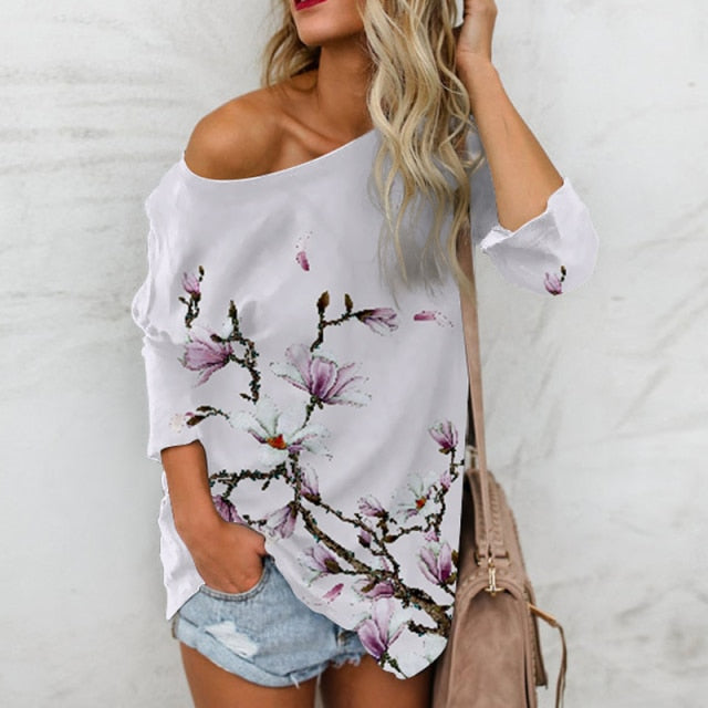 Dropship Letter Sexy Off Shoulder Tops Spring Summer Women Casual Y2k Dill  Top Long Sleeve Loose T Shirts Female Pullover to Sell Online at a Lower  Price