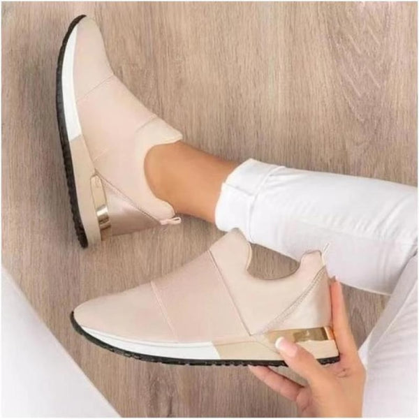 Women Summer autumn Casual sport Sneakers women's Breathable Slip On Sport Shoes Elastic Band Ladies Vulcanized Platform Shoes