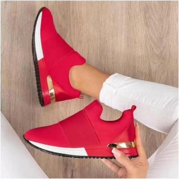 Women Summer autumn Casual sport Sneakers women's Breathable Slip On Sport Shoes Elastic Band Ladies Vulcanized Platform Shoes