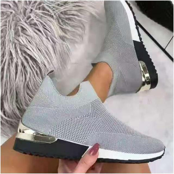 Women Summer autumn Casual sport Sneakers women's Breathable Slip On Sport Shoes Elastic Band Ladies Vulcanized Platform Shoes