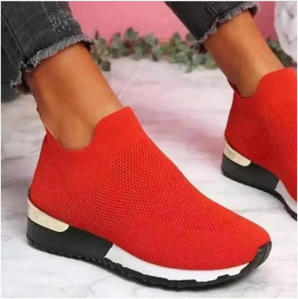 Women Summer autumn Casual sport Sneakers women's Breathable Slip On Sport Shoes Elastic Band Ladies Vulcanized Platform Shoes