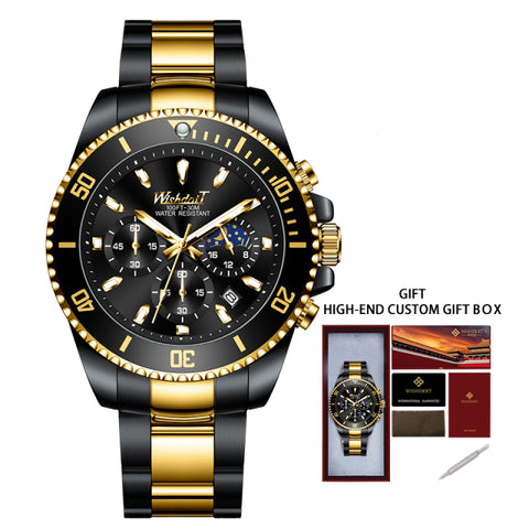 100%Original WISHDOIT Watch for Men TOP Brand Waterproof Sports Stainless Steel Chronograph 2021New Fashion Luxury Wristwatches